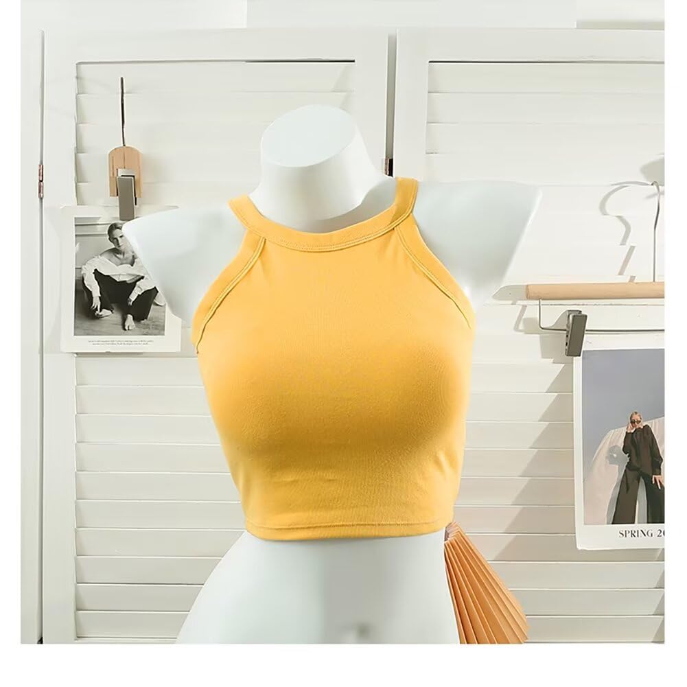 Eukkis American Style Inner Tank with Cups Cotton Bra Top with Light Sports and Yoga Black Women's - Bra, Wear,