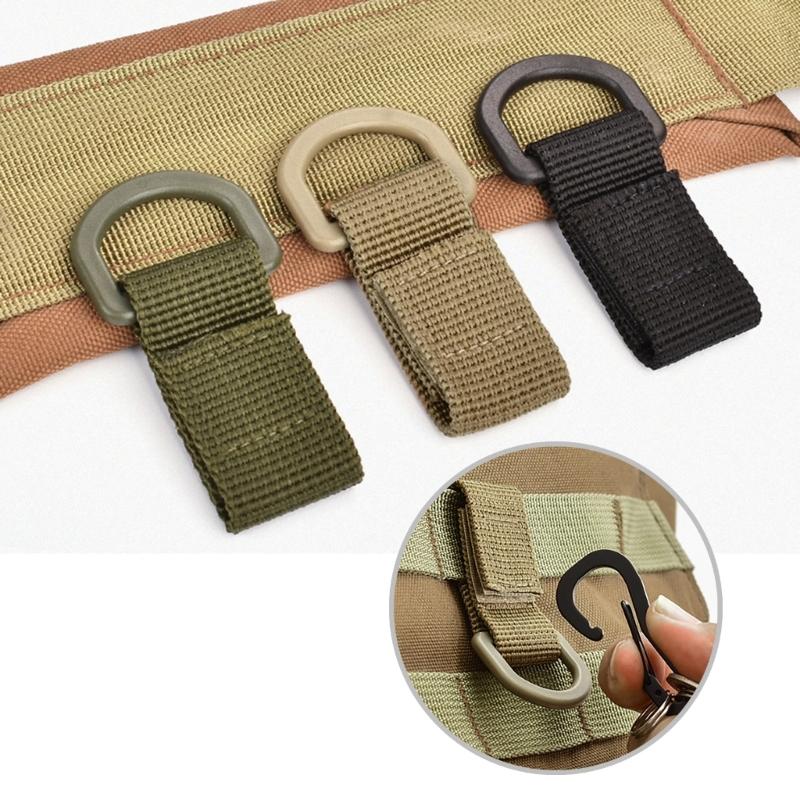 D-Rings Clip with Hook for Backpacks Accessory Tactic Webbing Attachment Strap D-Rings Adaptor for Bag Waist Key Holder