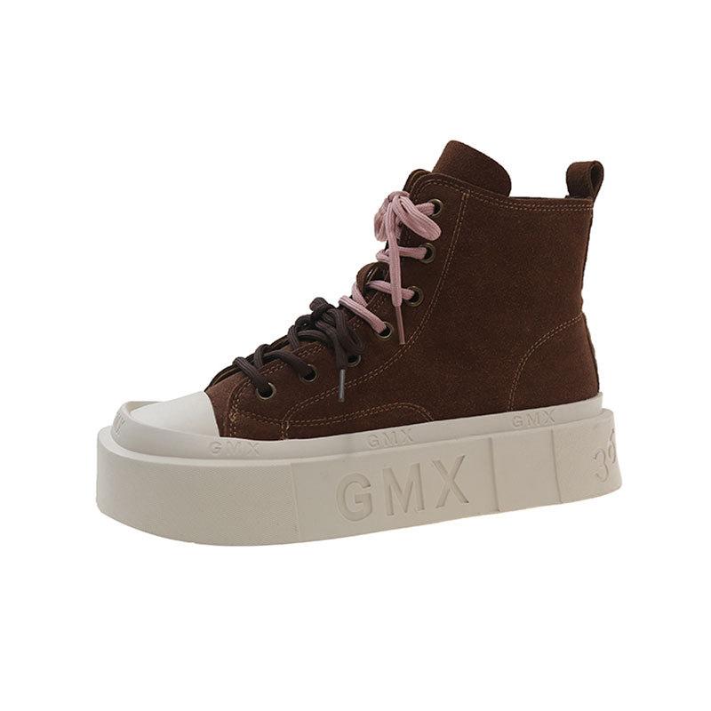 High-top shoes women's 2025 autumn new American high street versatile platform shoes popular casual board shoes ins tide