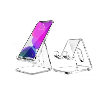 Akryl Transparent Telefonhållare Skrivbords Vertikal Mobiltelefon och Surfplatta Displayställ Titta på Serier Lyssna på Musik Bärbar Mobiltelefonbas