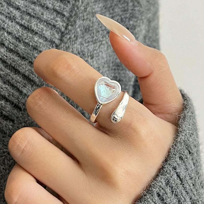 PANJBJ 925 Silver Stars Ring For Women Blue Crystal Opening Sweet Romance Irregular Versatile Jewelry Gift