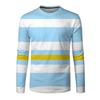 Men's Fashion Casual Stripe Printed Long Sleeve O-Neck Shirts Tops Blouse