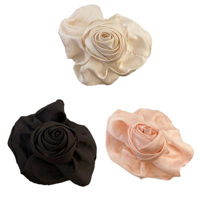 Fermaglio per Capelli Fiore Vintage per Donna Grande Pinza per Capelli Rosa in Tessuto SharkClip Strumento per Acconciatura Pinza a Pinza Francese Copricapo da Donna