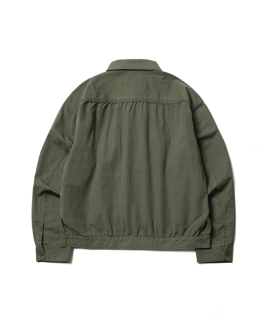 Esfai Shirring Trucker Jacket (Olive)