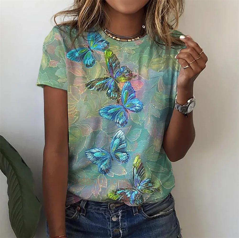 Women's T-shirt Summer Fashion Short ops 3D Floral Print O-neck Casual T Shirt For Women's Y2k Clothes