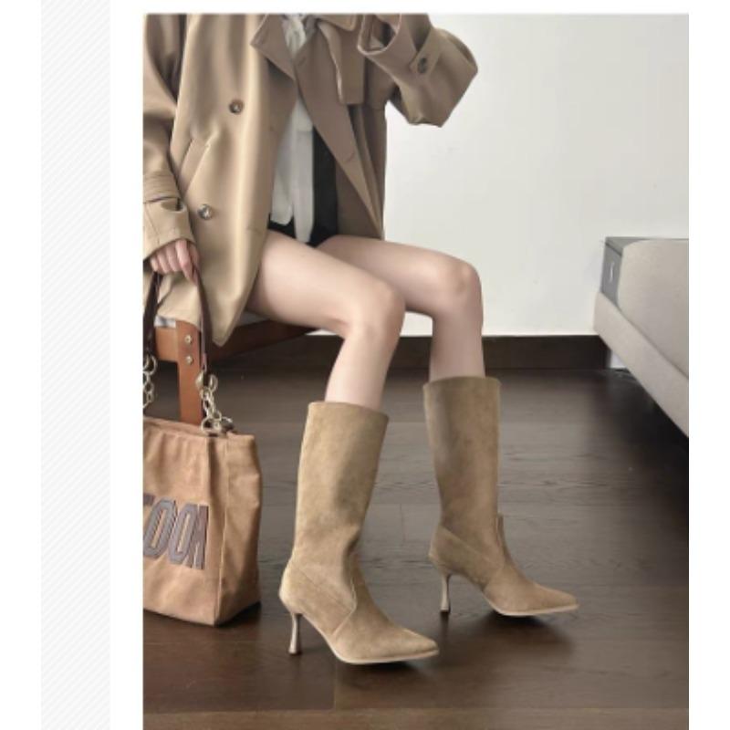 Autumn new women's fashionable versatile short elegant simple high-heeled boots casual comfortable women's midsole boots