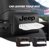 Car Logo Tissue Bag Case Leather Paper Towel Storage Box For Grand Cherokee Wrangler JK Renegade Gladiator Compass