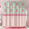 Cute Pink Bow Shower Curtain Simple European Lace Stripe Minimalist Modern Polyester Shower Curtains Bathroom Decor with Hooks