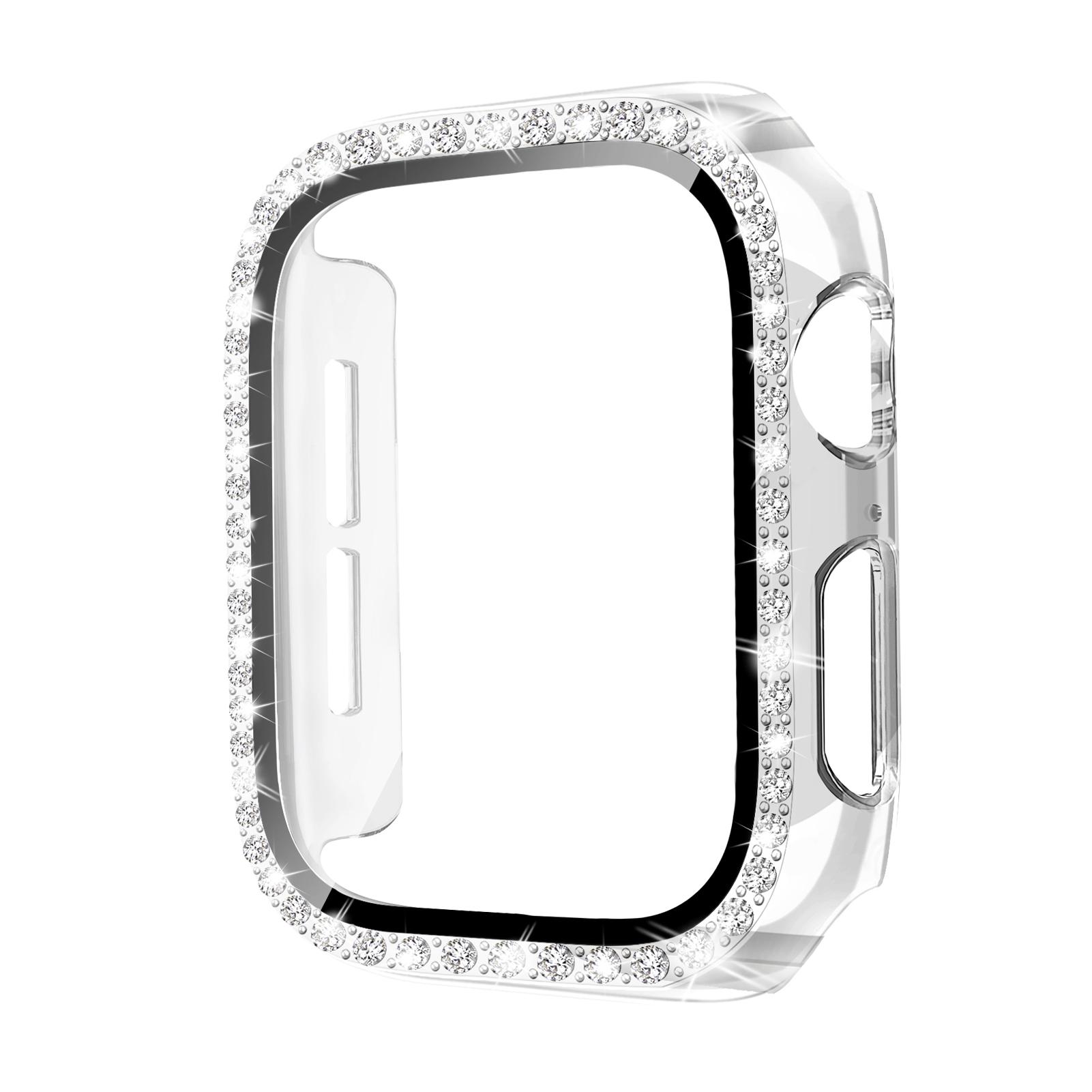 

Glass+Diamonds PC Case For Apple Watch 10 46MM 42MM Accessories HD Tempered Screen Protector Hard Bumper iWatch Series 10 Cover 42mm Series 10 прозрачный