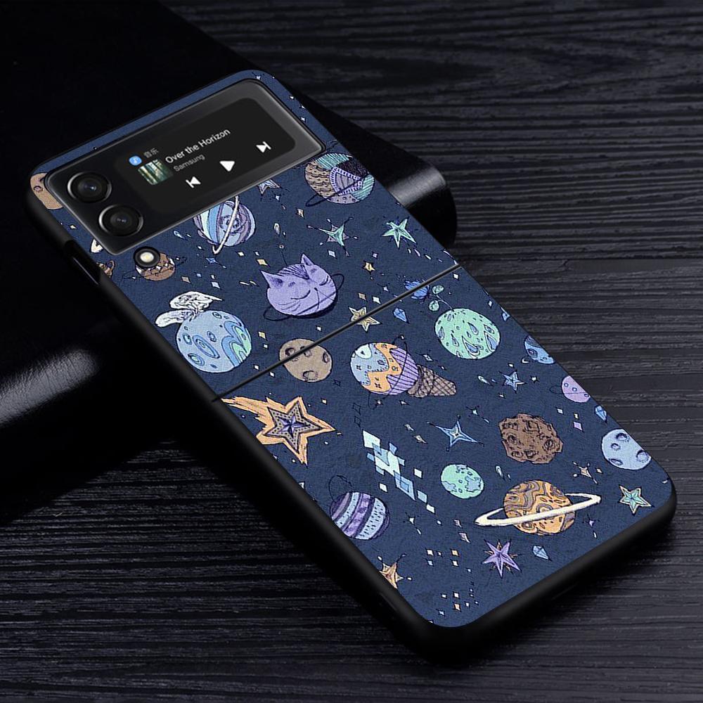Cell Phone Case for Samsung Galaxy Z Flip3 5G Flip4 Black Coque Z Flip 3 Hard PC Luxury Cover Zflip3 Funda Starry Sky Pattern