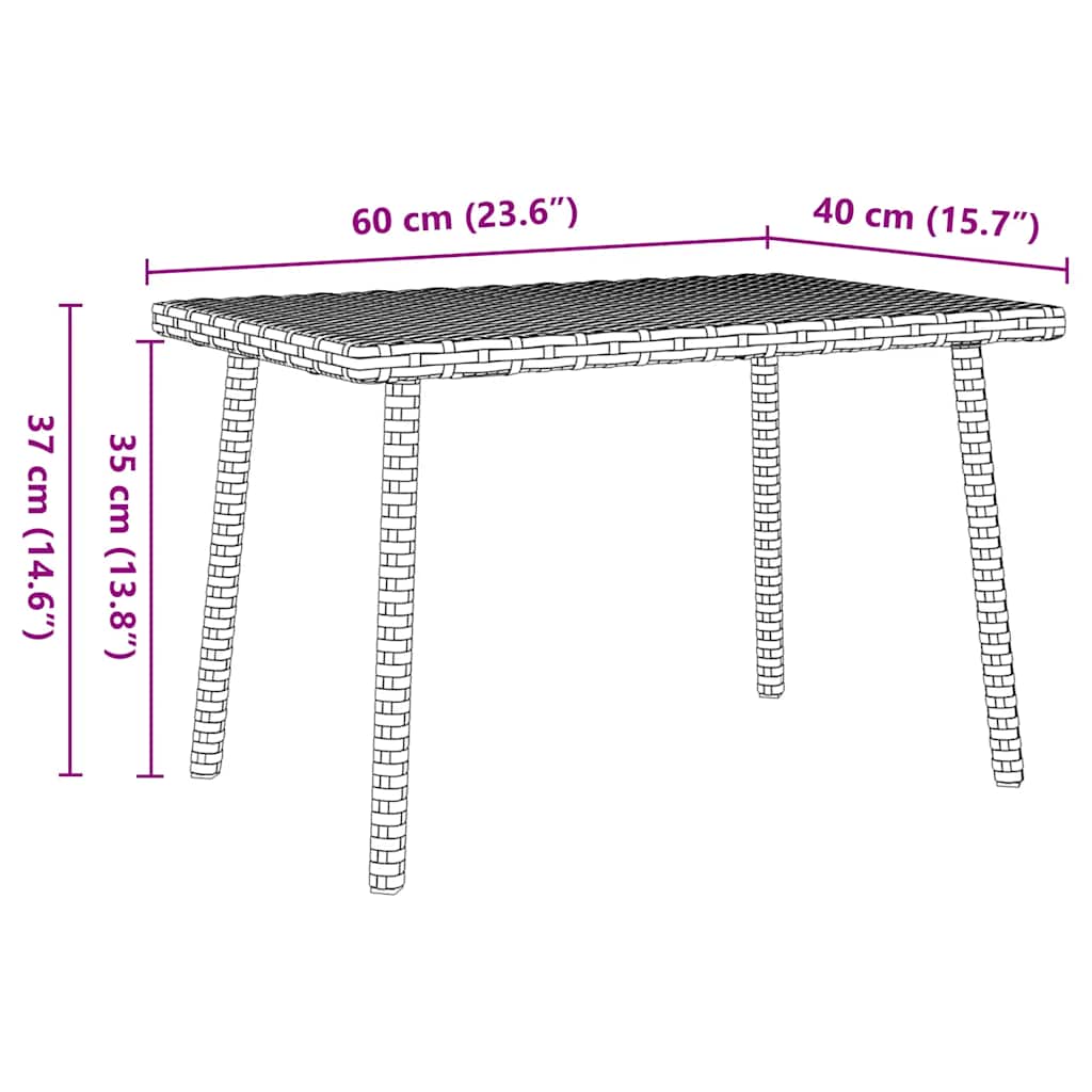 Brown Rectangular Garden Coffee Table 60X40X37 Cm