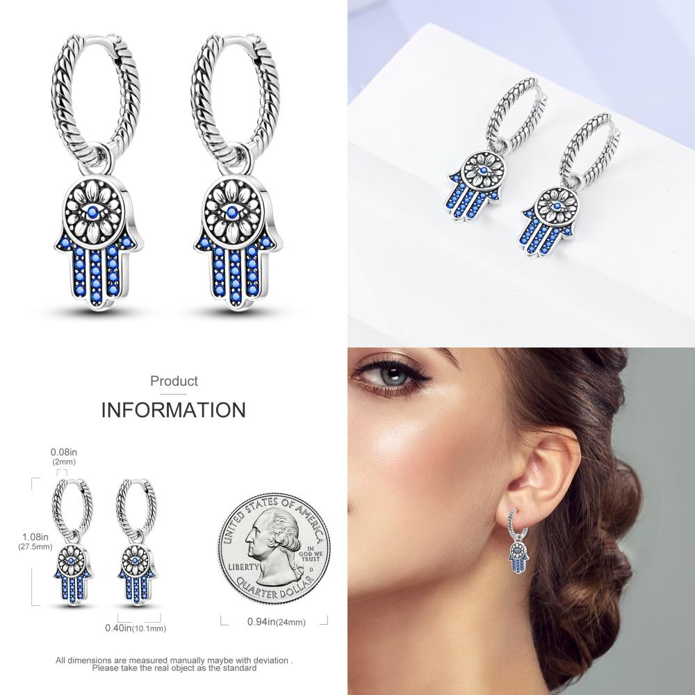 925 Silver Evil Eye Zircon Stud Earrings For Women Religious S925 Jewelry Party Gifts DIY Fashion Accessories