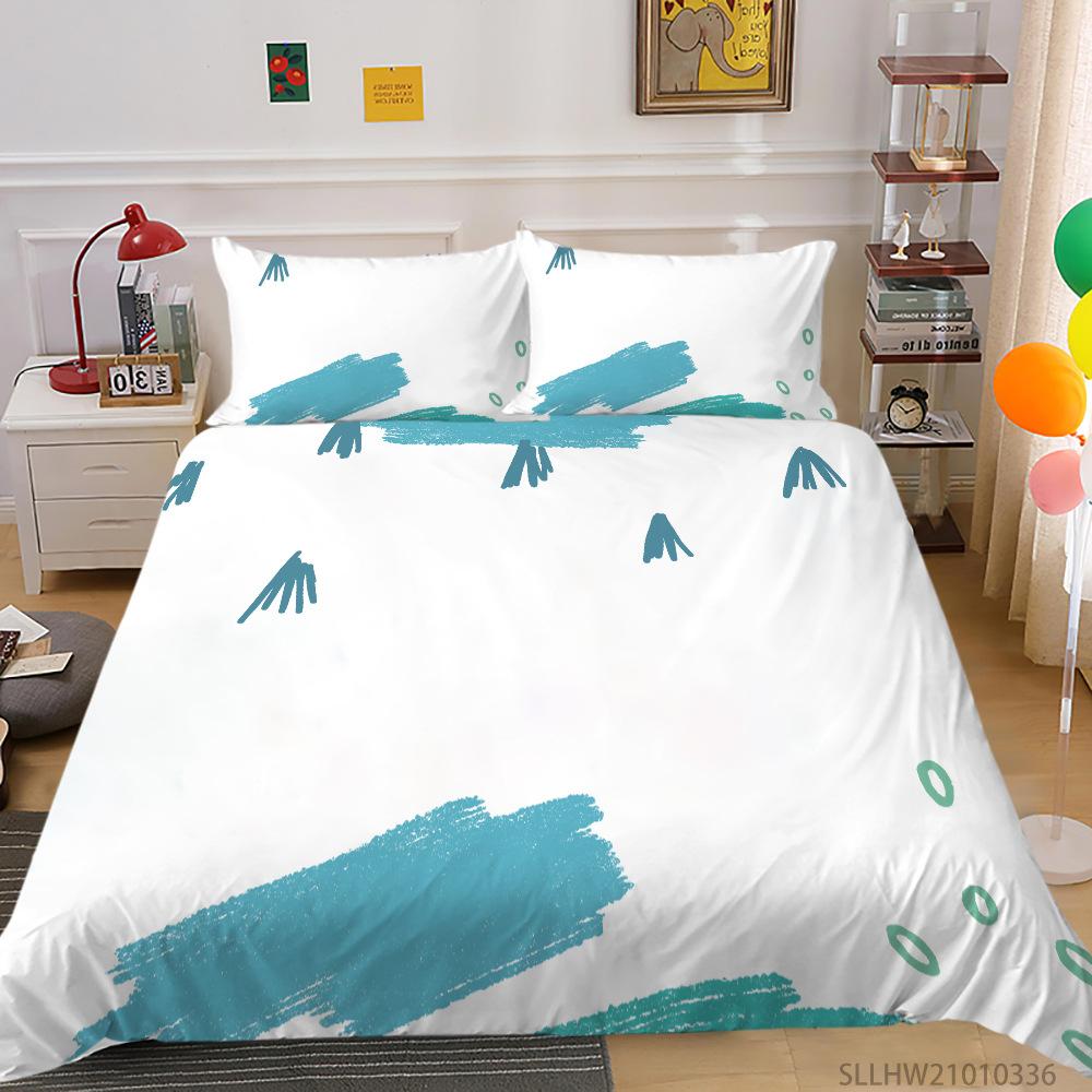 Simple Wind Quilt Cover Pillowcase Two Or Three-Piece Set Painted Series Digital Printing Polyester
