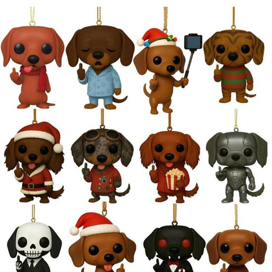 Dachshund Advent Calendar 2025 Funny Middle Finger Dachshund Collectible Pendants 24 Days Countdown To Christmas Decoration for Dog Lovers