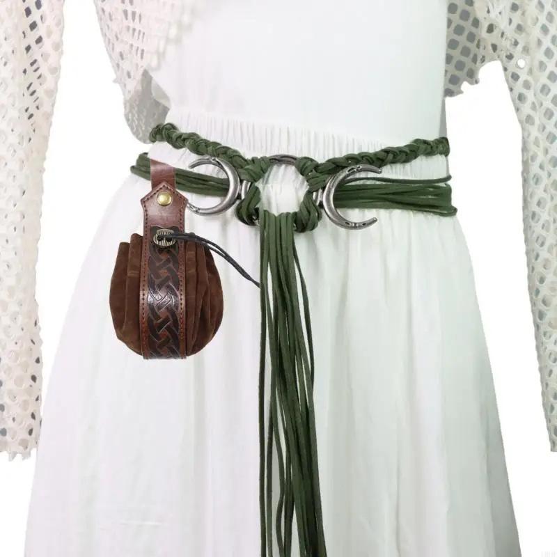 Serpentinenförmiger nordischer mittelalterlich-renaissancezeitlicher Webgürtel mit dekorativer Taillenkette