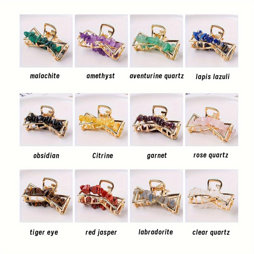 1pc Crushed Stone Metal Shark Clip A Half Tied Ponytail A Delicate Small Hair Clip