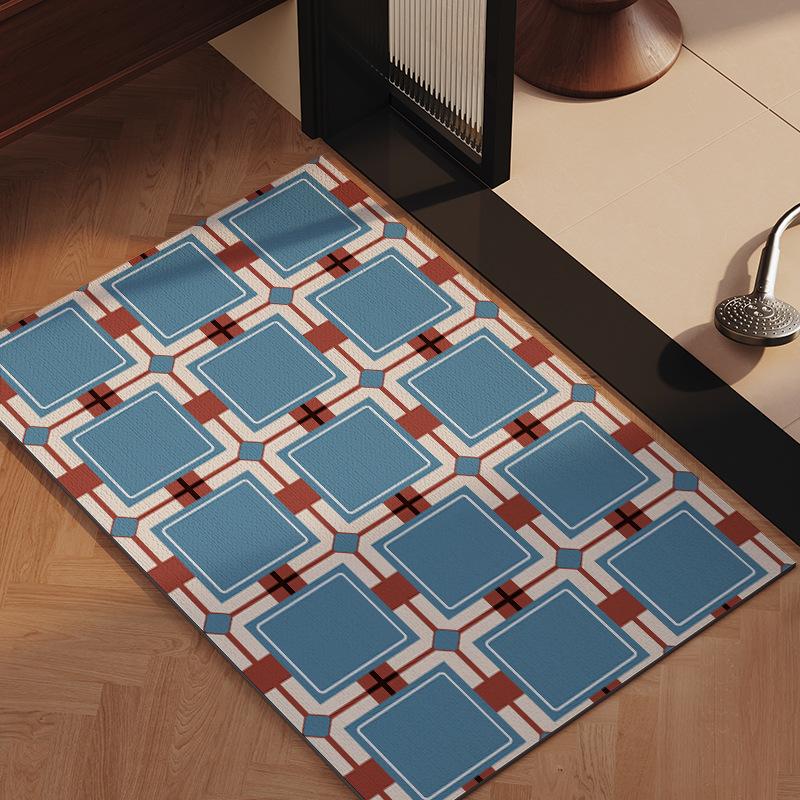Retro Bathroom Floor Mat Bathroom Door Diatom Mud Water Absorption Quick drying Foot Mat Toilet Anti Fall Anti Slip Anti Dirty Carpet