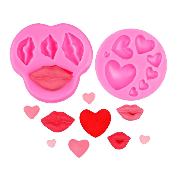 4Pcs Heart And Lips Silicone Mold Food Grade Silicone Baking Mold For Chocolate Candy Soap Making Valentine's Day Gift