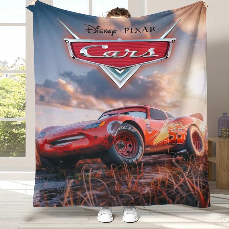 Cartoon Cars Lightning McQueen Flannel Blanket,Ultra Soft Warm Plush Throw for Home Bedroom Bed Sofa Cover Office Camping Gift