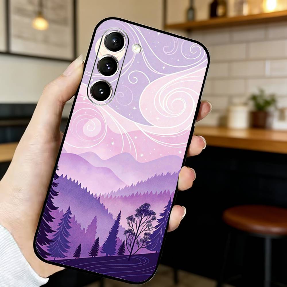 

Japanese Waves Phone Case For Samsung S25,24,23,22,30,21,Ultra,Plus,Lite,FE,Black Soft Case Samsung S22plus5G