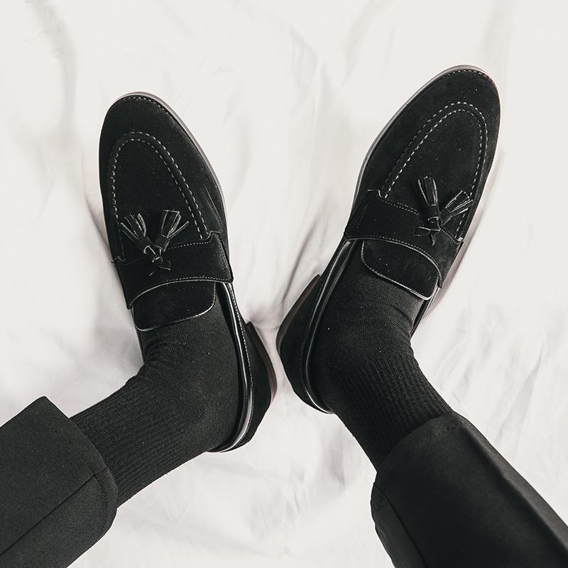 Frosted Leather Lazy Pedal Beanie Shoes Men's Business Leisure Pointed Leather Shoes Nightclub Hairstylist Trendy Shoes