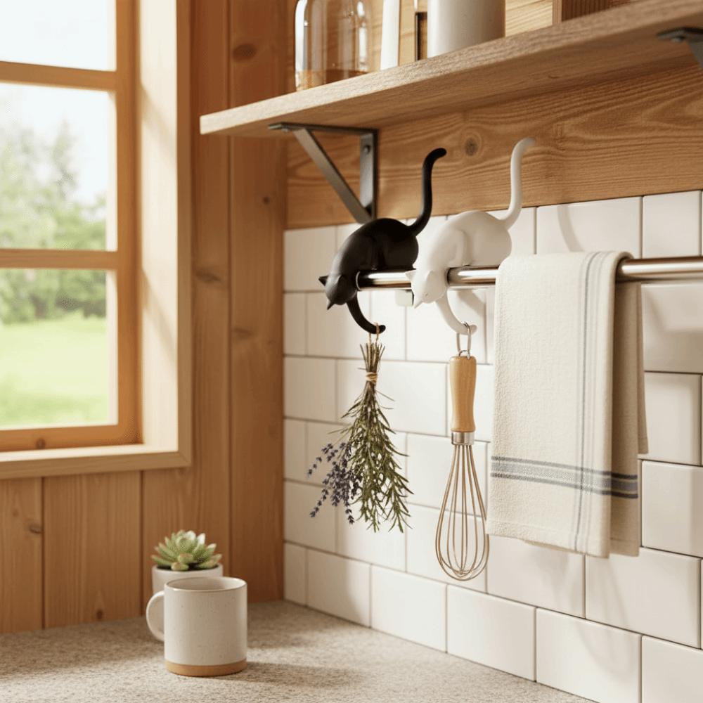 Creative Cat-Shaped Wall Hook Cute Decorative Hook Cartoon Animal Wall Hanger Office Desk