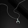 Turquoise Moon Pendant Necklace for Men Boys,Silver Color Stainless Steel Collar,Ethnic Retro Gift