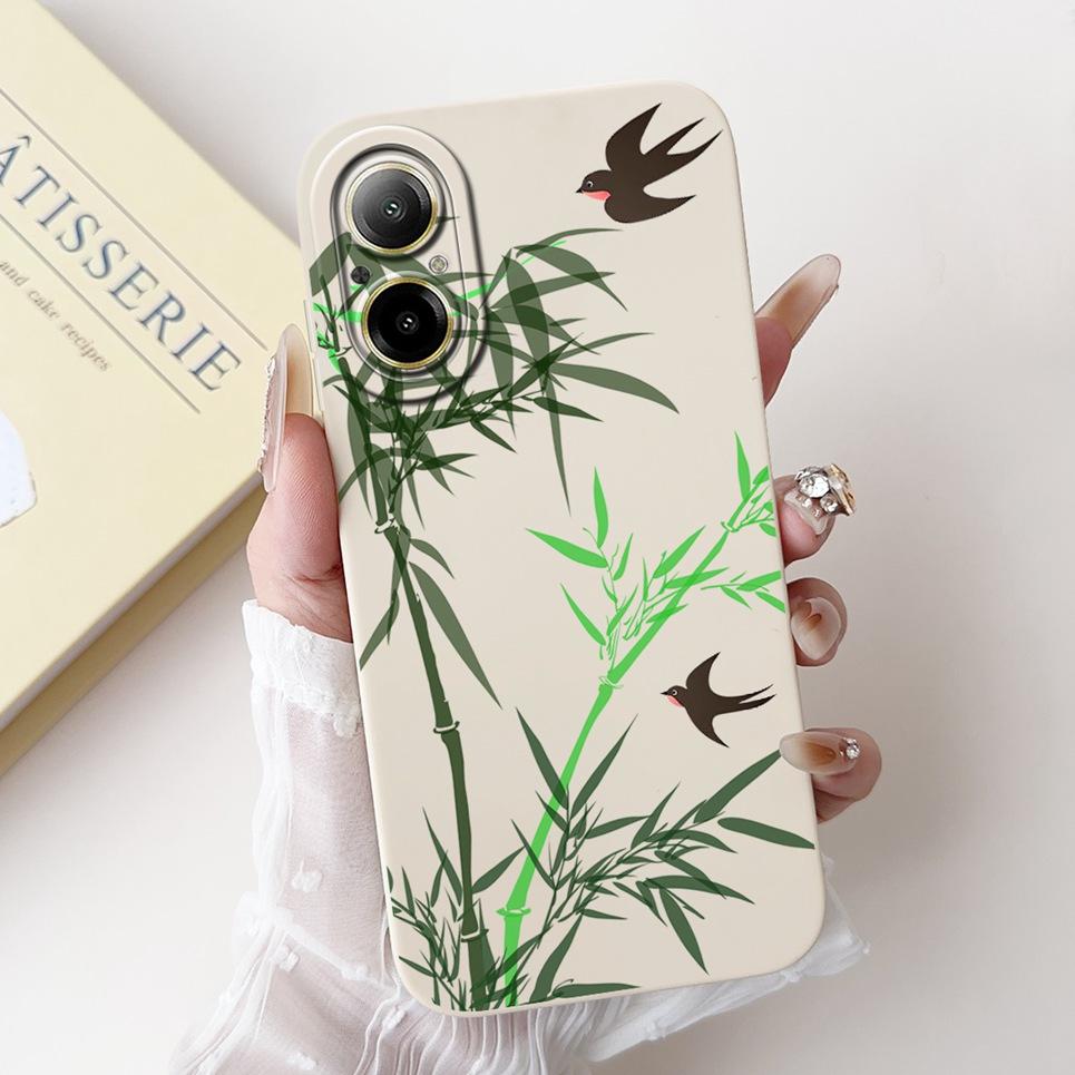 For Realme C67 4G RMX3890 Back Cover Realme C67 5G Case Girly Flower Butterfly Fashion Funda Soft Liquid Silicone Bumper Etui