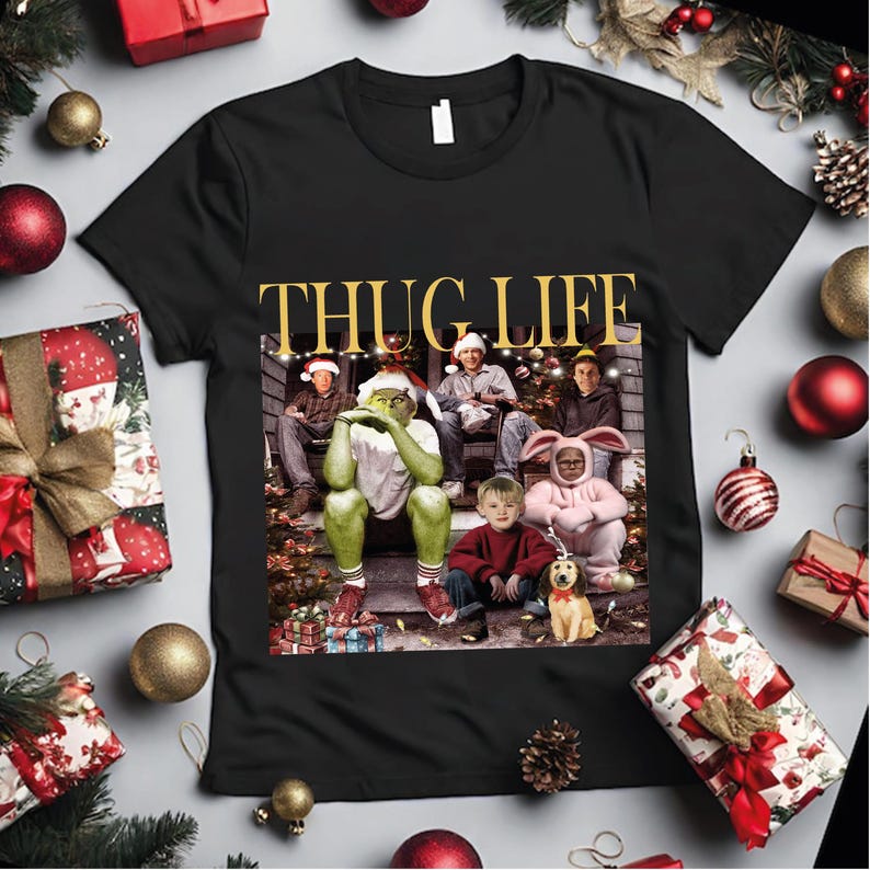 Thug Life Christmas Crewneck Sweatshirt - Holiday Movie Parody 110