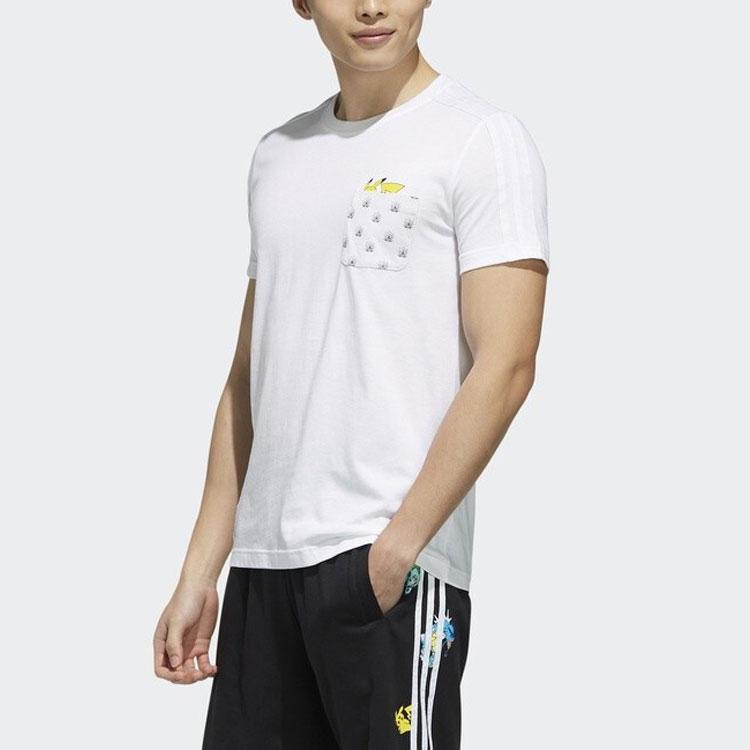 Adidas Neo X Pokémon Pikachu Print Pocket Short Sleeve T-Shirt Men Tops White FM0326