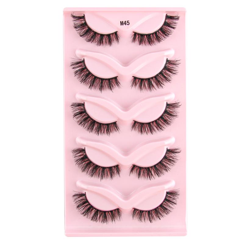 Fox Eye Lashes 3/5 Pairs Thick Winged Wispy 3D False Eyelashes Makeup Faux Fluffy Mink Lashes Fake Natural Eyelashes Extension