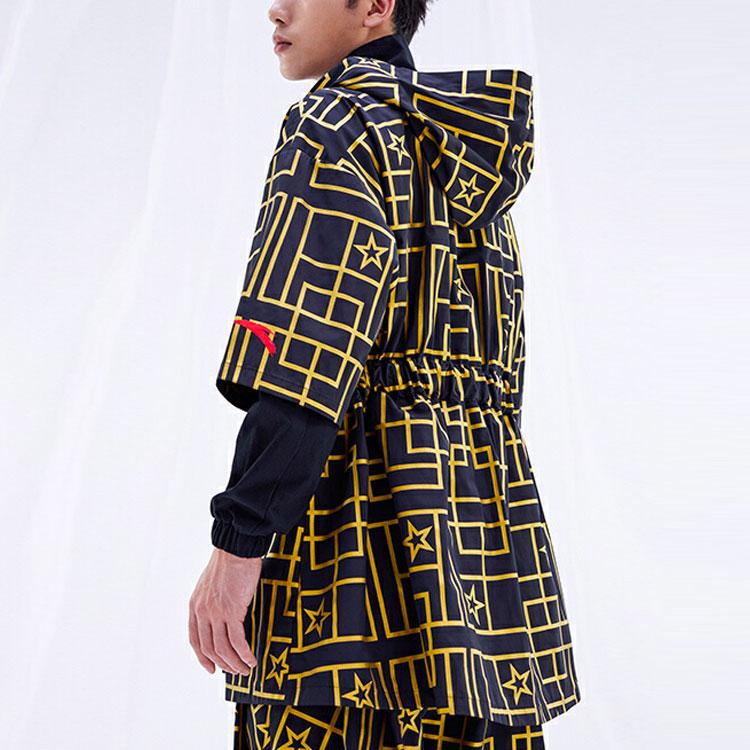 Anta Star Series Casual Sports Full Print Woven Hooded Windbreaker Men Outerwear Black 172030605-2