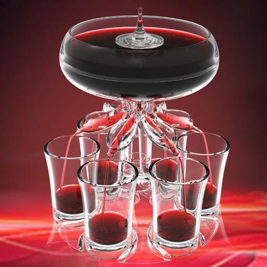 6-Shot Glass Dispenser with Light-Up Feature Elegant Wine Orderer Holder for Home Bar Party Halloween Supplies