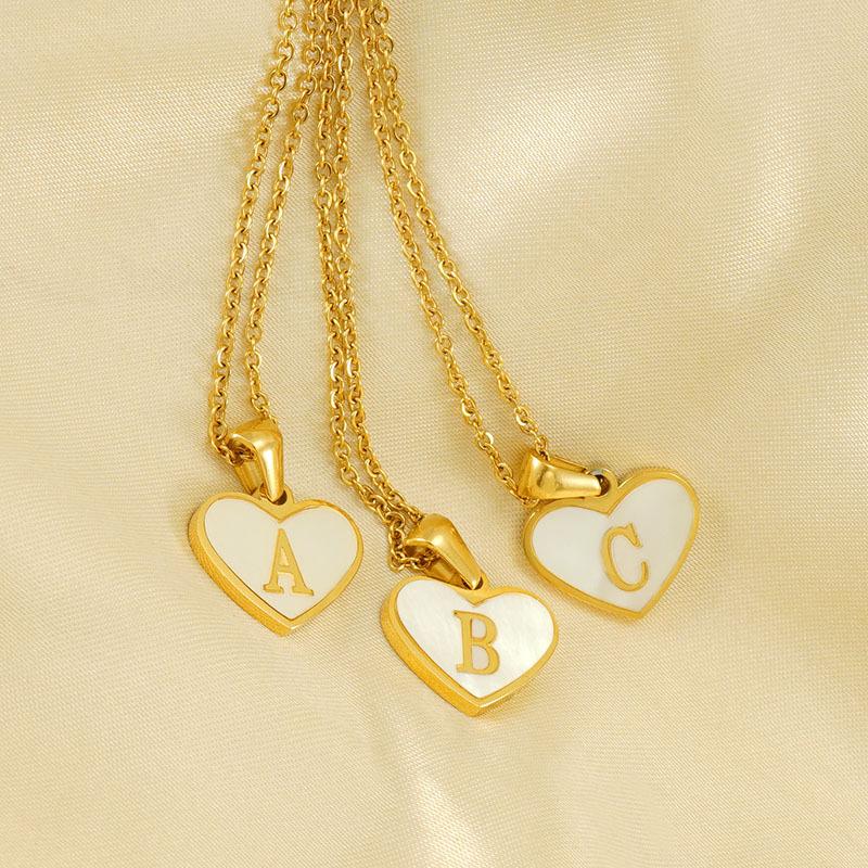 26 English Letter Love Inlaid Shell Necklace Women's European and American Collarbone Chain Pendant Jewelry 2026