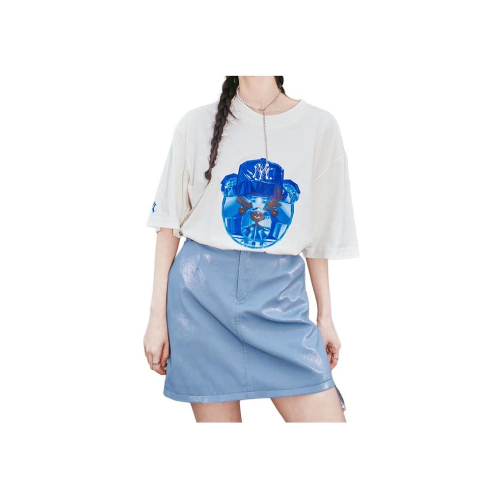 MLB Animal Print American Vintage Crew Neck Short Sleeve T-Shirt Unisex Tops White 3ATSE0133-50CRS