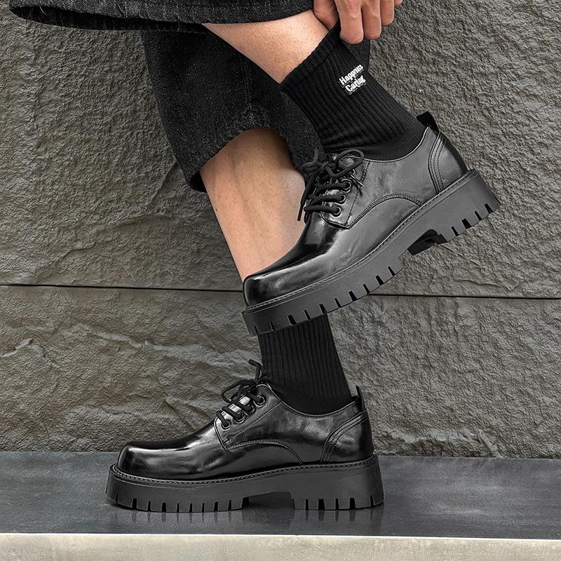 Spring and Summer New Casual Leather Shoes Low-top British Retro Big Head Leather Shoes Dress Versatile Leather Shoes 2135-J