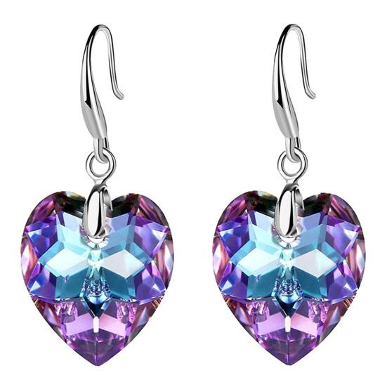 

1 пара модных серег-крючков, подходящих ко всему, серьги-капли в форме сердца с искусственными кристаллами для праздника 6