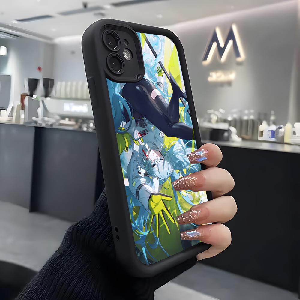Kawaii M-mikuES Phone Case For IPhone Air 17 Pro Max 16 E 15 14 Pro Max 13 12 11 Mini Plus Soft Silicone Black Cover