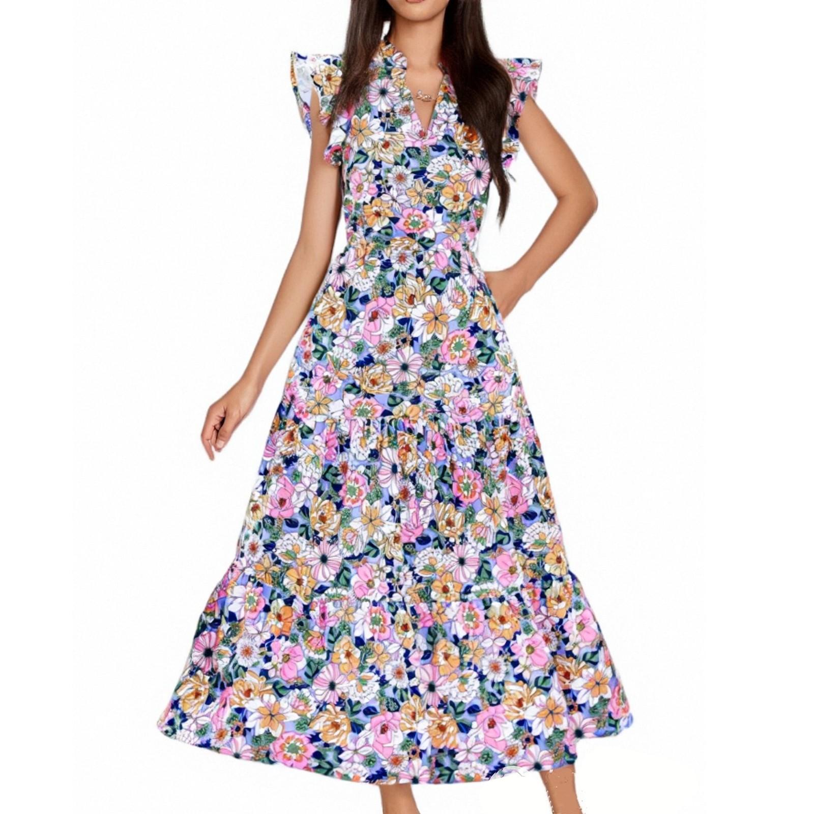 

Женское платье средней длины с V-образным вырезом, плиссировкой и рукавами-крылышками S красный