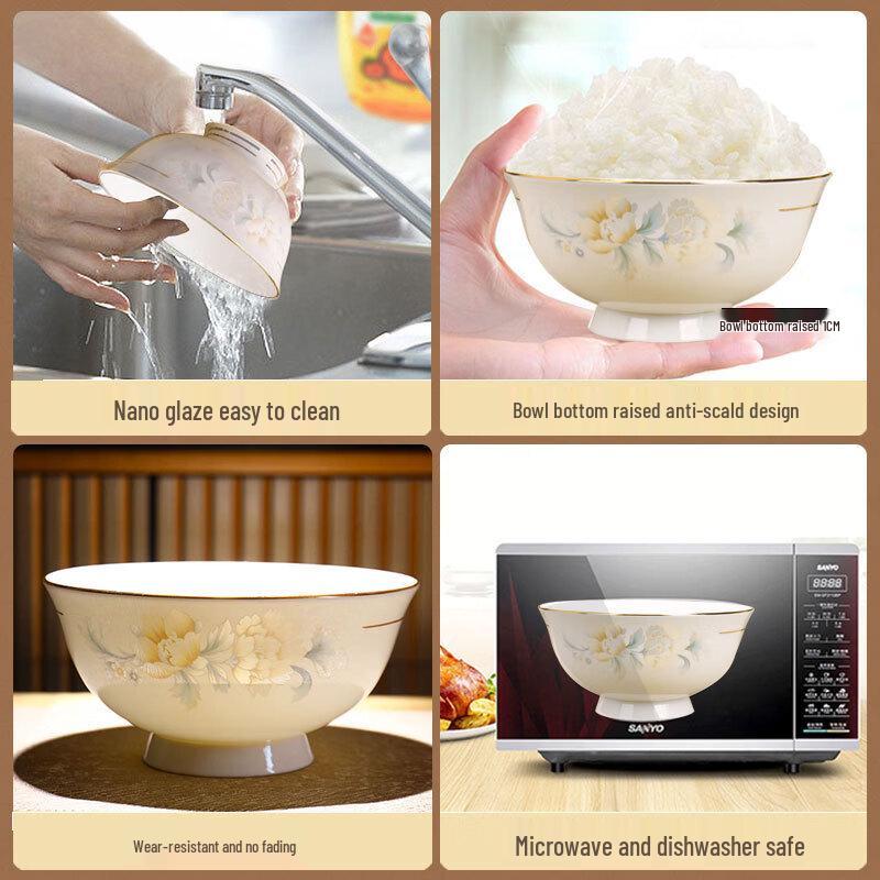 Elegant Gold-Painted Ceramic High-Foot Bowls