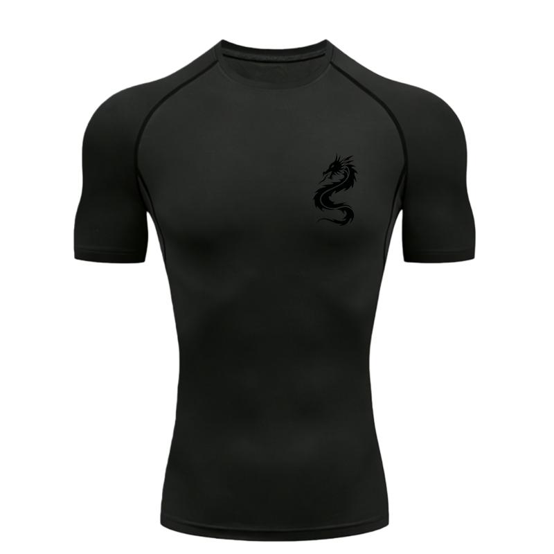 Dragon  Men's Sports T-shirt Training Fitness Compression Short Sleeve Rashguard for Men Athletic Tees Workout T-Shirt