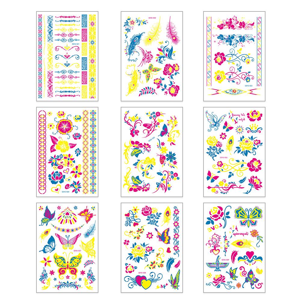 Creative Fluorescent Waterproof Full Arm and Face Tattoo Sticker