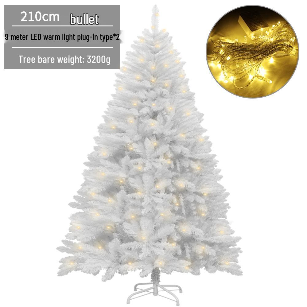 LED Luminous White Christmas Tree with Encrypted PVC and Bullet Head Design