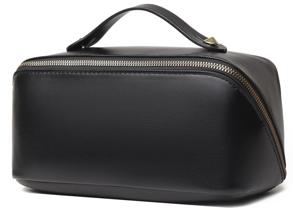 YOOAEFRTY Large Capacity Makeup Cosmetic Vanity PU Leather Cosmetic Perfect for Business Black Pouch, Bag, Pouch, Portable, Bag, Travel, Trips,