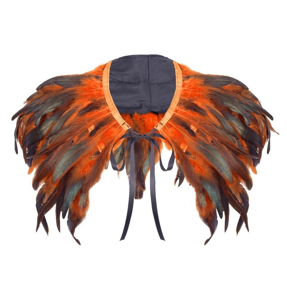Luxury Feather Shawl Punk Shoulder Fake Collar Costume Feather Shrug Shawl Women оранжевый