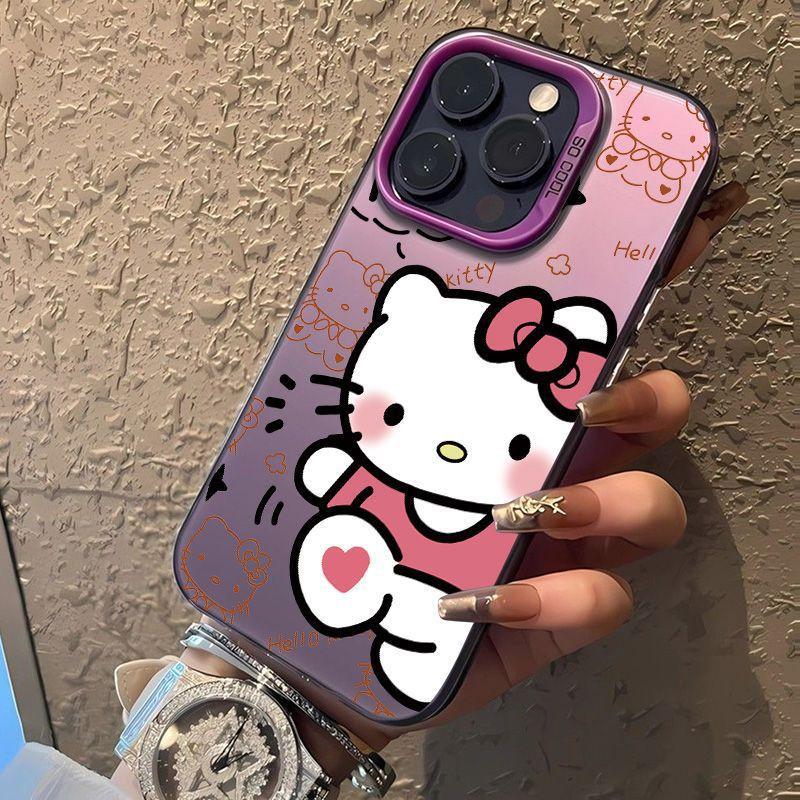 New Cartoon Hello Kitty Compatible iPhone 16 Pro Max Silver Case for iPhone 18 Pro, Premium Feel, Drop Protection, 14/13"
