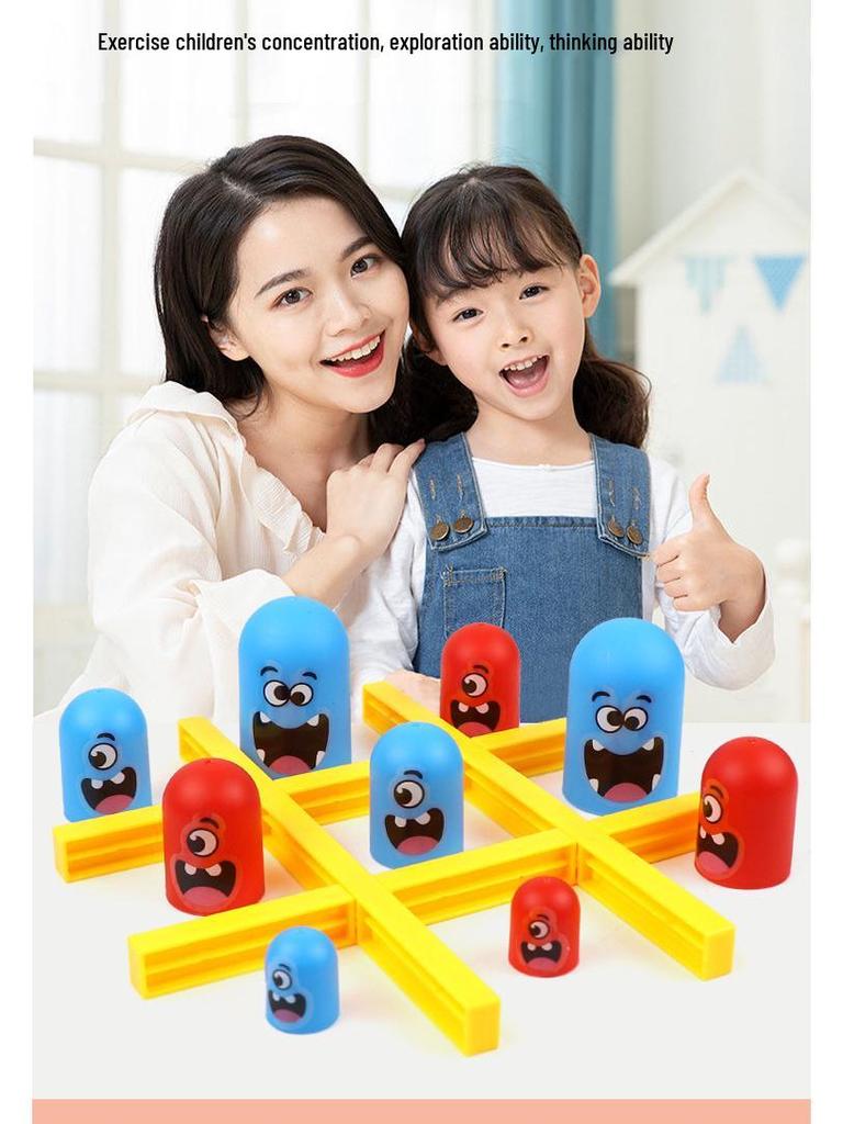 Kids' Educational Matryoshka Tic-Tac-Toe & Connect-the-Dots Card Game Set