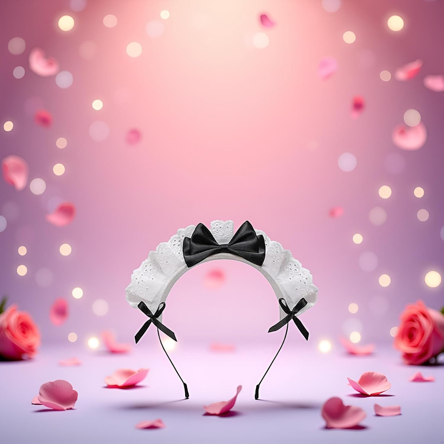 

3Pcs Black Women Girls for Lolita Headband Lace Bow Hair Band Maid Anime Cosplay Headwear Ribbon Bowknot Women s Fashion Headbands Cute Hair Band