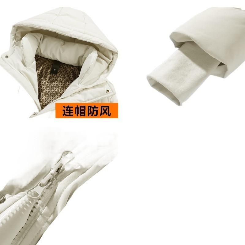 Simple cotton clothes men's medium and long trendy hooded trendy brand bread clothes thickened velvet warm cotton clothes couple models