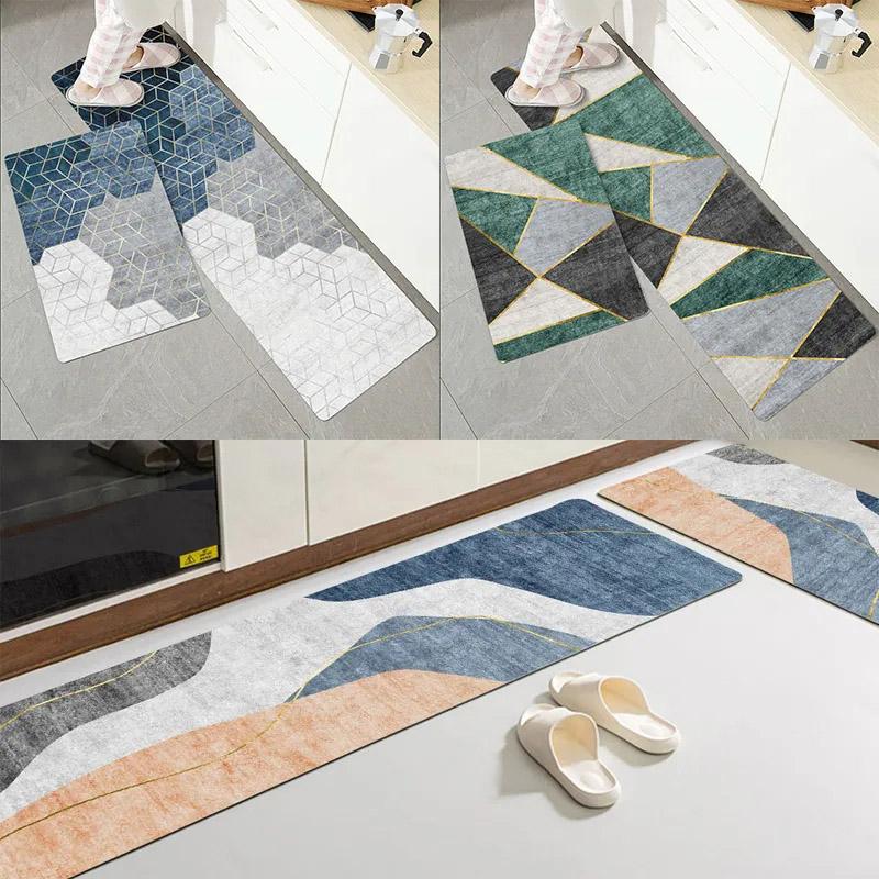2PCS Kitchen Mats Non-slip Absorbent Door Mats Bedroom Door Mats Bathroom Mats Put Grey Mats Home Door Carpets